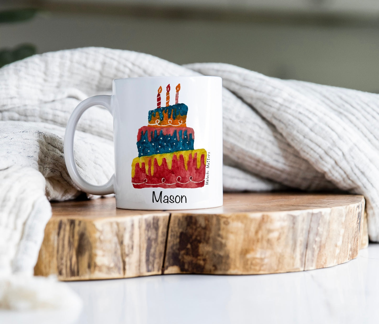 Personalized Birthday Cake Cup - Enamel or Ceramic Options